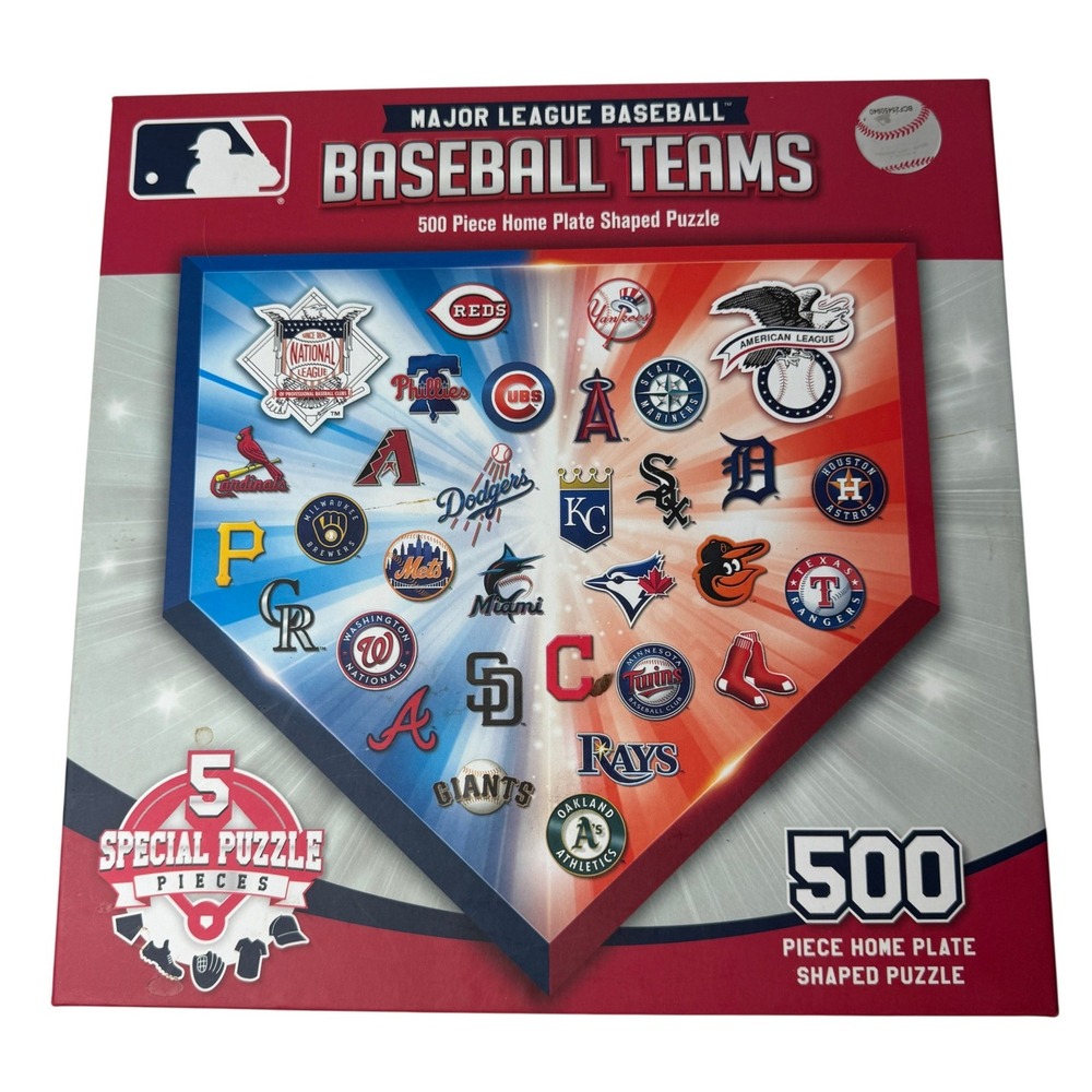 MasterPieces MLB Baseball Teams 500‎ Piece Home Plate Shaped Puzzle MLB1011 NEW
